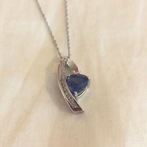 10K White Gold/Sapphire/Diamond Necklace